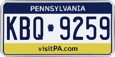 PA license plate KBQ9259