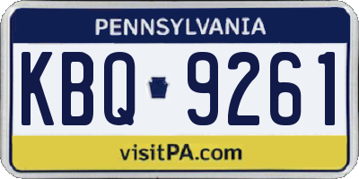 PA license plate KBQ9261