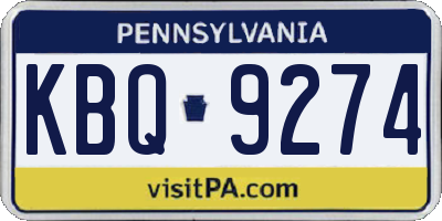 PA license plate KBQ9274