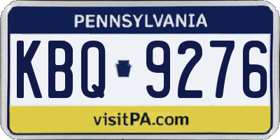PA license plate KBQ9276