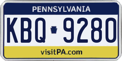 PA license plate KBQ9280
