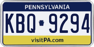 PA license plate KBQ9294