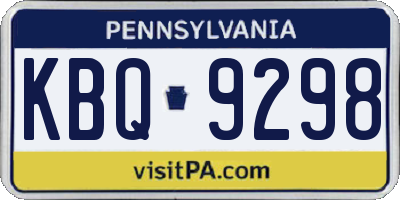 PA license plate KBQ9298
