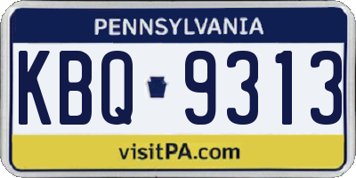 PA license plate KBQ9313