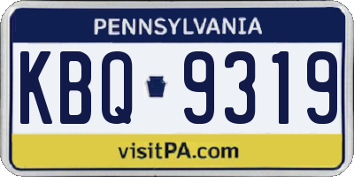 PA license plate KBQ9319