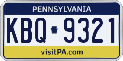 PA license plate KBQ9321