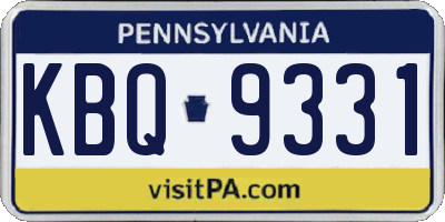 PA license plate KBQ9331