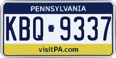 PA license plate KBQ9337