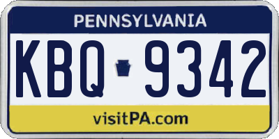 PA license plate KBQ9342