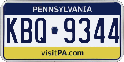 PA license plate KBQ9344