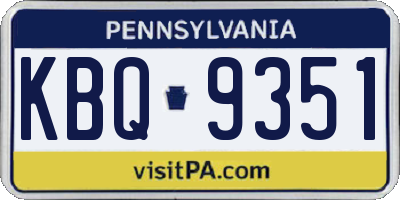PA license plate KBQ9351