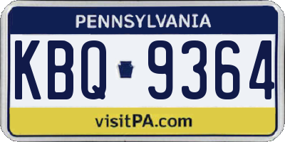 PA license plate KBQ9364