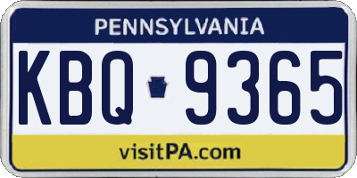 PA license plate KBQ9365