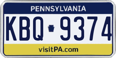 PA license plate KBQ9374