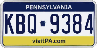PA license plate KBQ9384