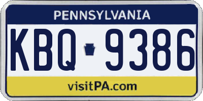PA license plate KBQ9386