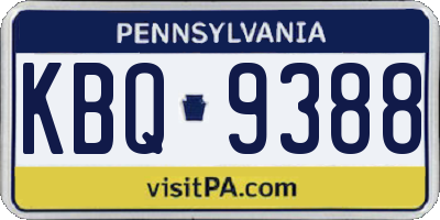 PA license plate KBQ9388