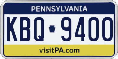 PA license plate KBQ9400