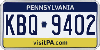 PA license plate KBQ9402