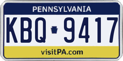 PA license plate KBQ9417