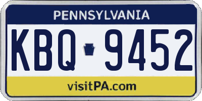 PA license plate KBQ9452