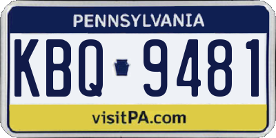 PA license plate KBQ9481