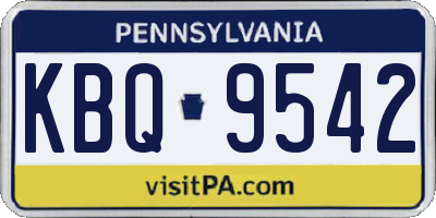 PA license plate KBQ9542