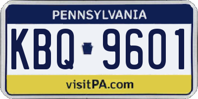 PA license plate KBQ9601