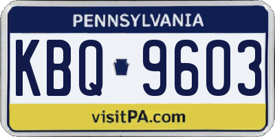 PA license plate KBQ9603