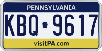 PA license plate KBQ9617