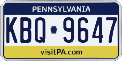 PA license plate KBQ9647