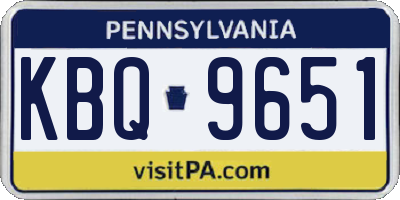 PA license plate KBQ9651
