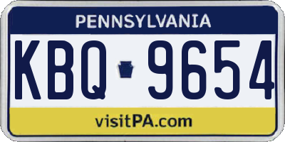 PA license plate KBQ9654