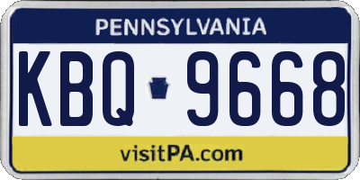 PA license plate KBQ9668