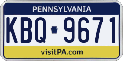 PA license plate KBQ9671