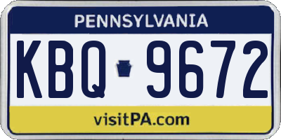 PA license plate KBQ9672
