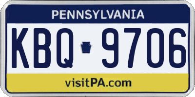 PA license plate KBQ9706