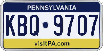 PA license plate KBQ9707