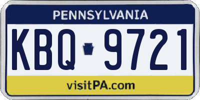 PA license plate KBQ9721