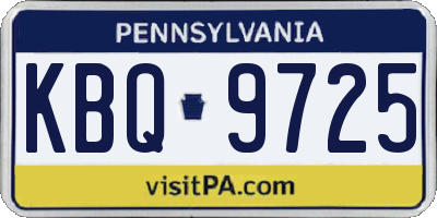 PA license plate KBQ9725