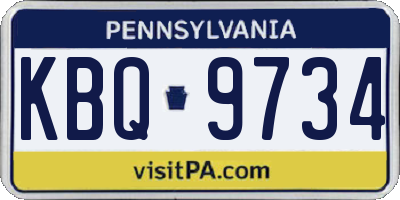 PA license plate KBQ9734