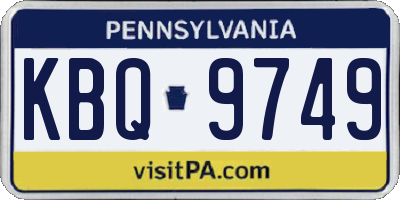 PA license plate KBQ9749
