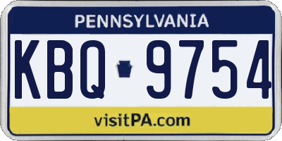 PA license plate KBQ9754
