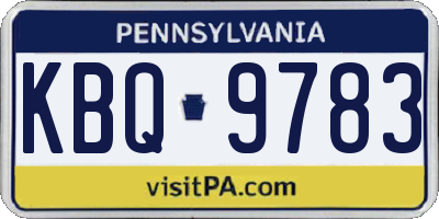PA license plate KBQ9783