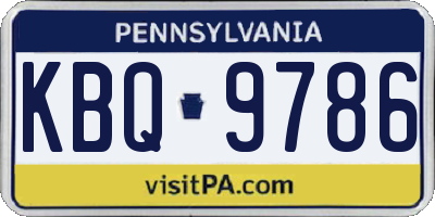 PA license plate KBQ9786