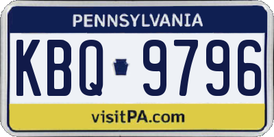 PA license plate KBQ9796