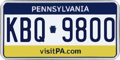 PA license plate KBQ9800