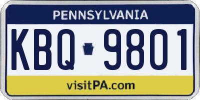 PA license plate KBQ9801