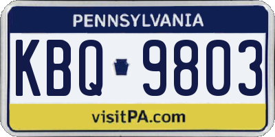 PA license plate KBQ9803