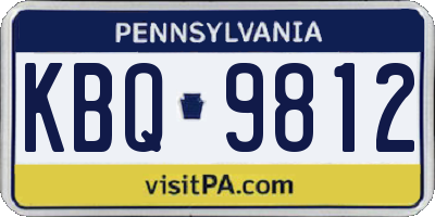 PA license plate KBQ9812